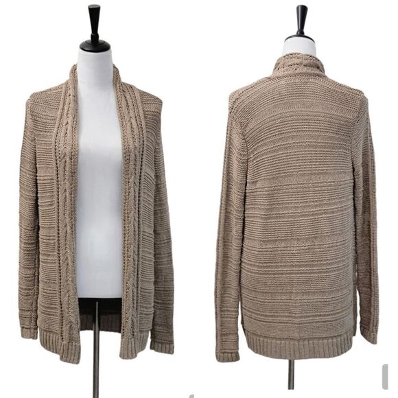 Ann Taylor Sweaters - Ann Taylor Gold Thread Cable Knit Cardigan Sweater Shimmery Elegant Size S